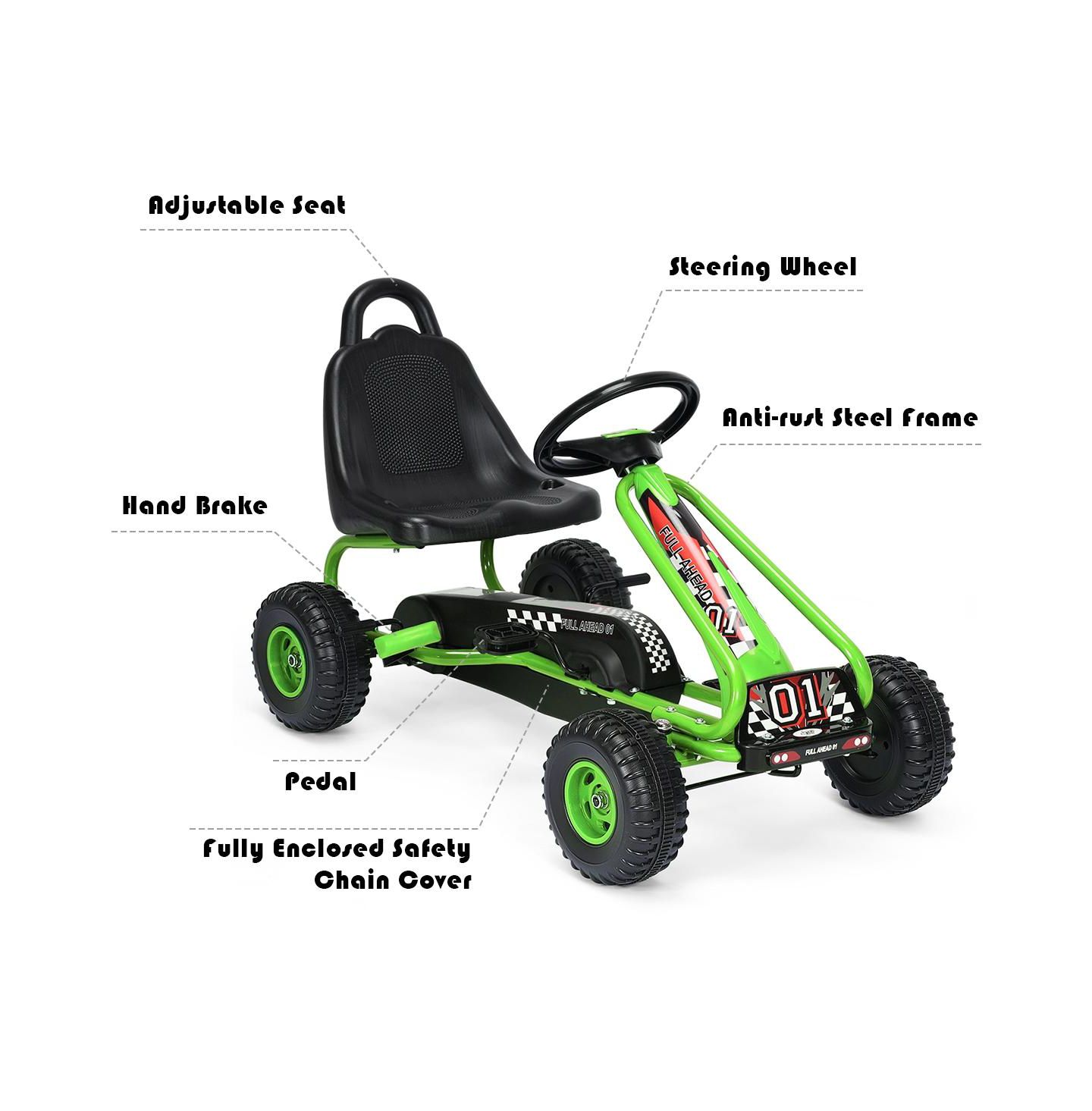 Детская игрушка SUGIFT Pedal-Powered Ride-On Car with Adjustable Seat, 66-lb. Capacity, Ages 3-6, цвет: Зелёный — фото 10