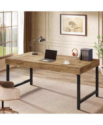 55" Industrial Executive Desk, Rustic Simple Computer Laptop Desk, Study Writing Table Business Workstation