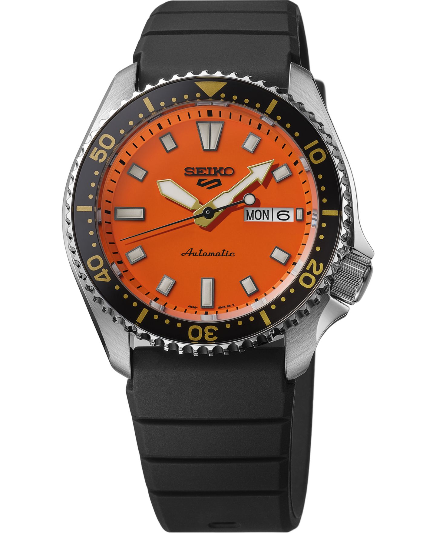 Мужские часы Seiko 5 Sports Black Silicone Watch, 42.5mm — фото 1