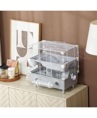 2-Tier Hamster Cage, Hamster Habitat with Accessories,