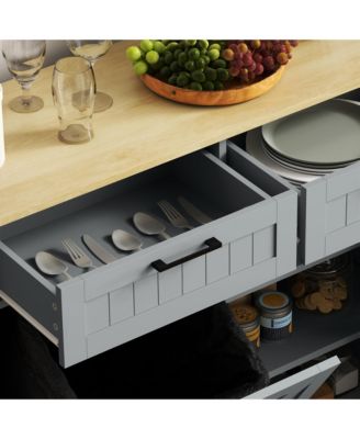 10 Wood Gallon Kitchen Island with Trash Can Storage and Drawers