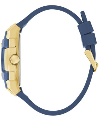 Men's Gold-Tone Indigo Silicone Multi-Function Watch, 44mm