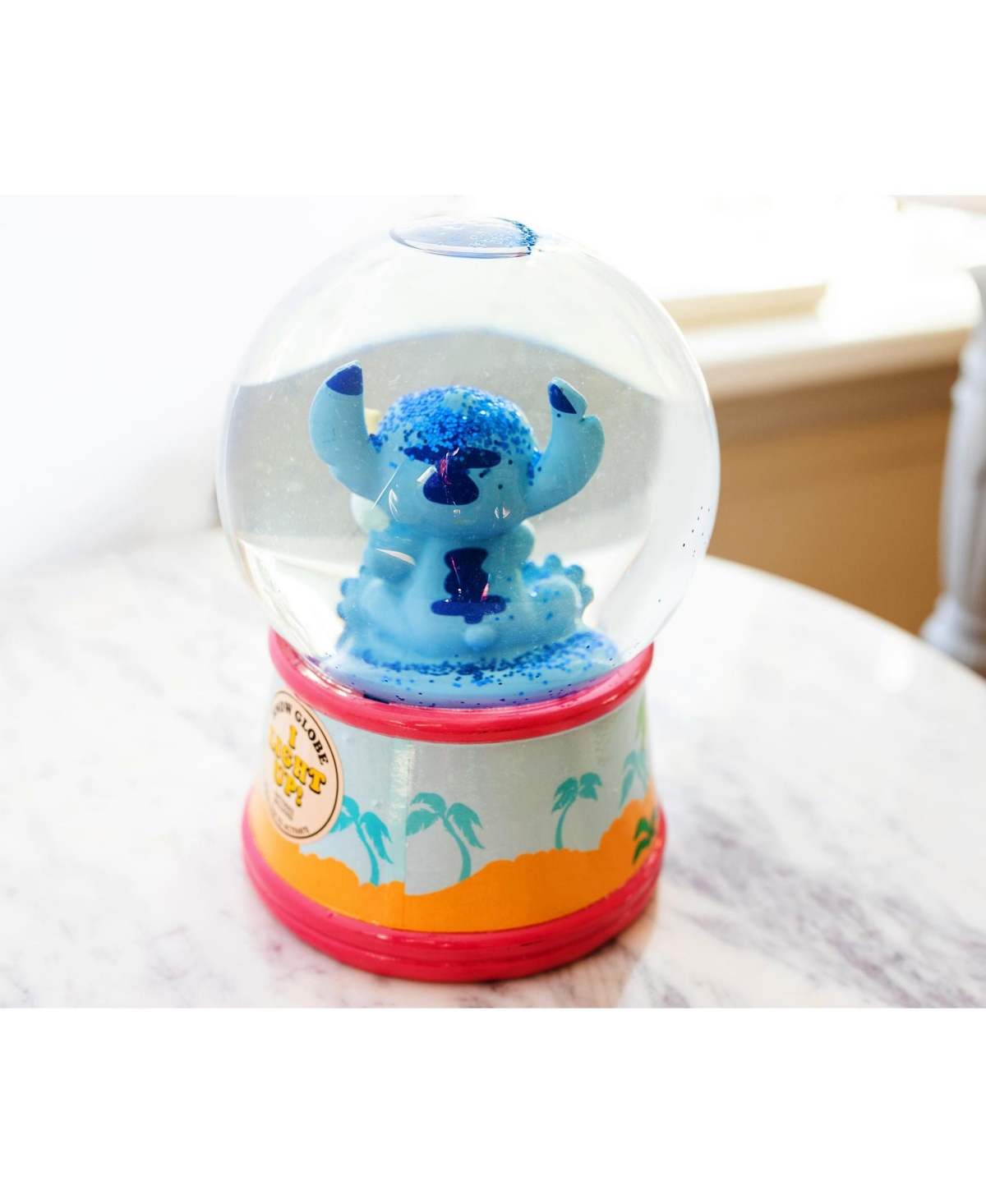 Disney Lilo & Stitch Ohana Light-Up Snow Globe with Swirling Glitter Display Decoration | Home Decor for Kids Room Essentials | Precious Keepsake, Cut