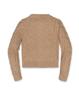 Little and Big Girls' Organic Long Sleeve Herringbone Cardigan Sweater