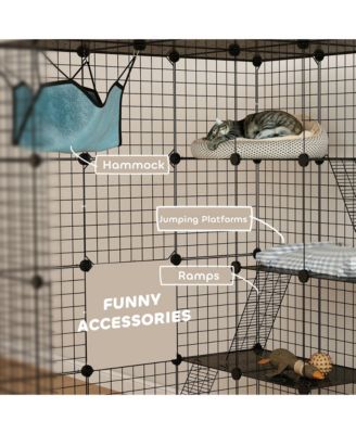 DIY Cat Cage Indoor with Hammock, for 1-3 Cats, 3 x 3 x 4,