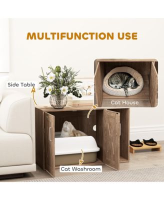 Cat Litter Box Enclosure with Scratching Board, 31.5" x 19" x 20"