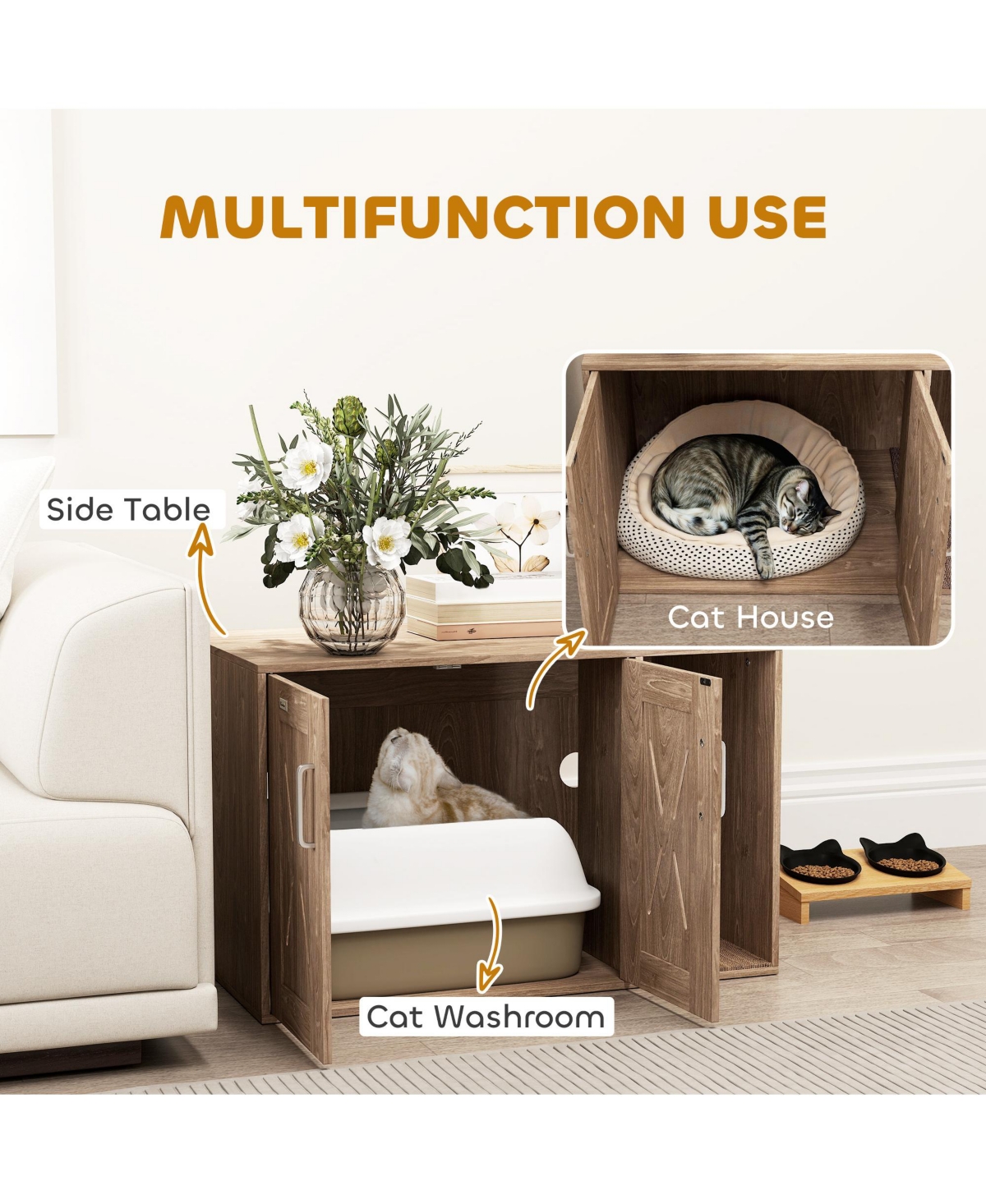 PawHut Cat Litter Box Enclosure with Scratching Board, 31.5" x 19" x 20"