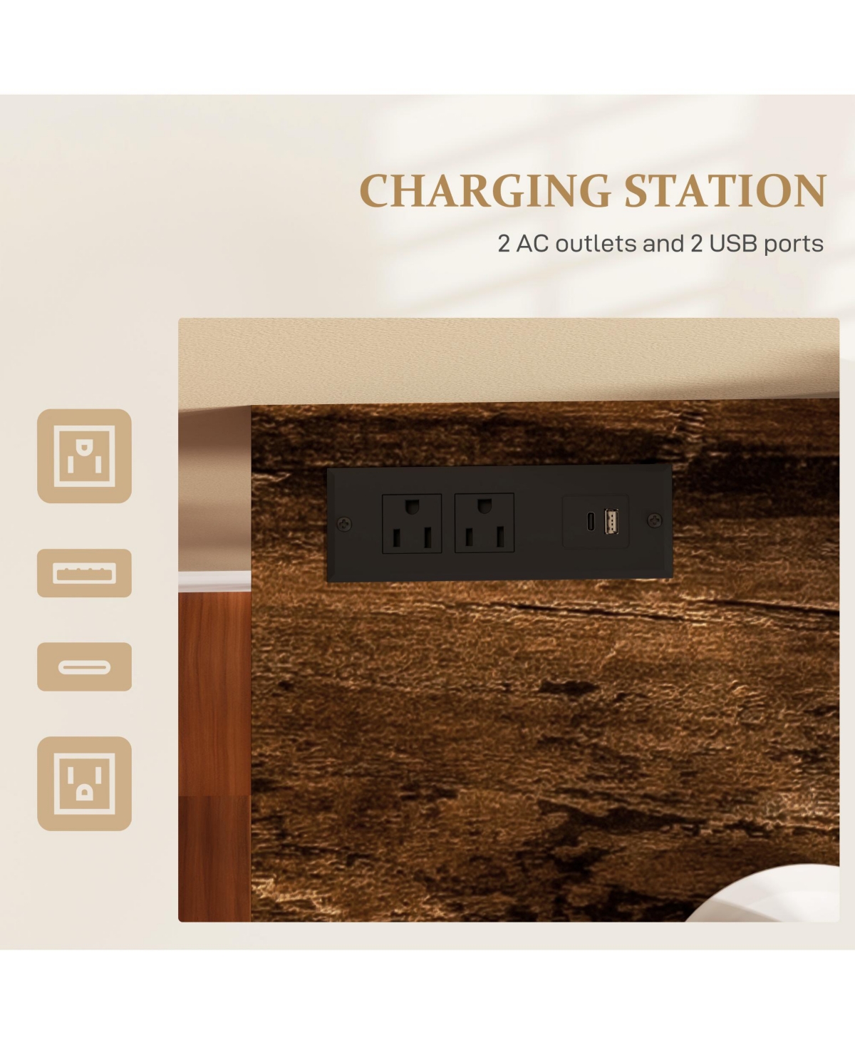 Homcom 70" Bar Table with Charging Station, Bar Height Pub Table,