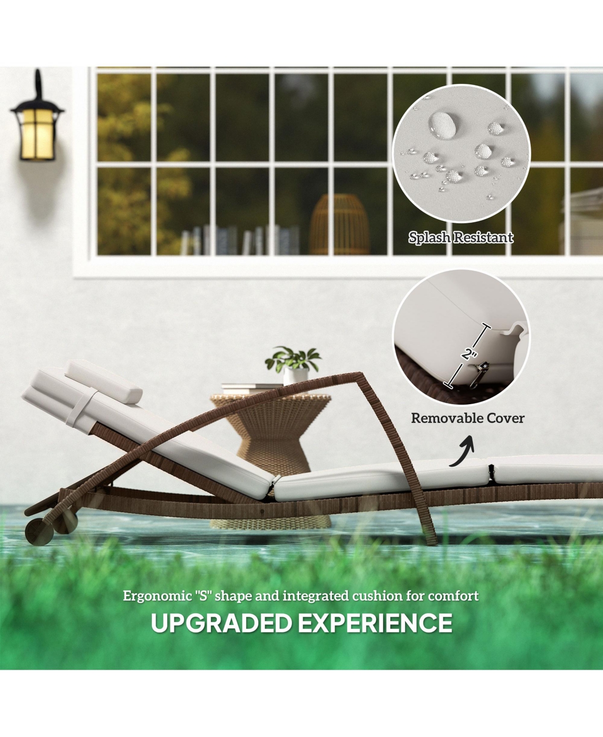 Outsunny Wicker Outdoor Chaise Lounge Chair Set, 5 Adjustable Back,