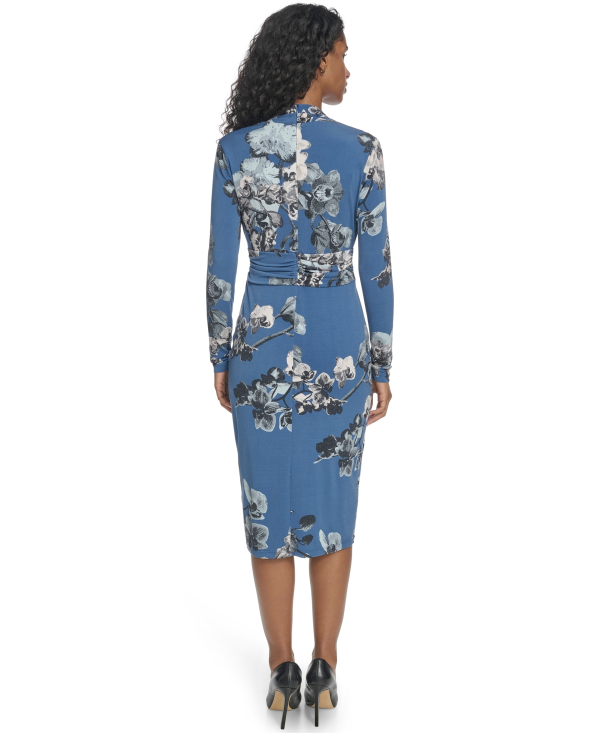 Calvin Klein Women's Printed Surplice V-neck Midi Dress In Blue