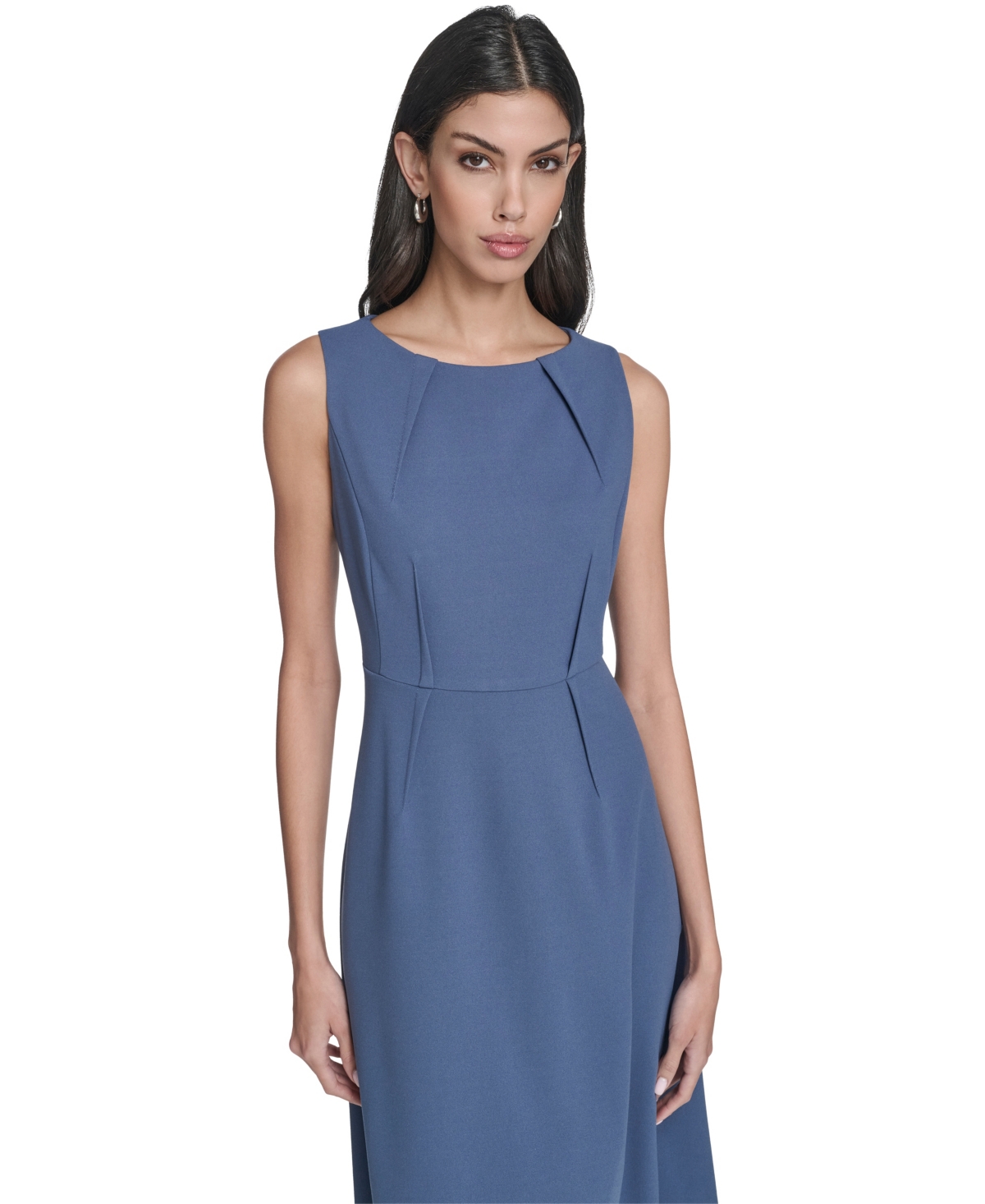 Calvin Klein Women's Sleeveless Seamed Midi Dress In Blue