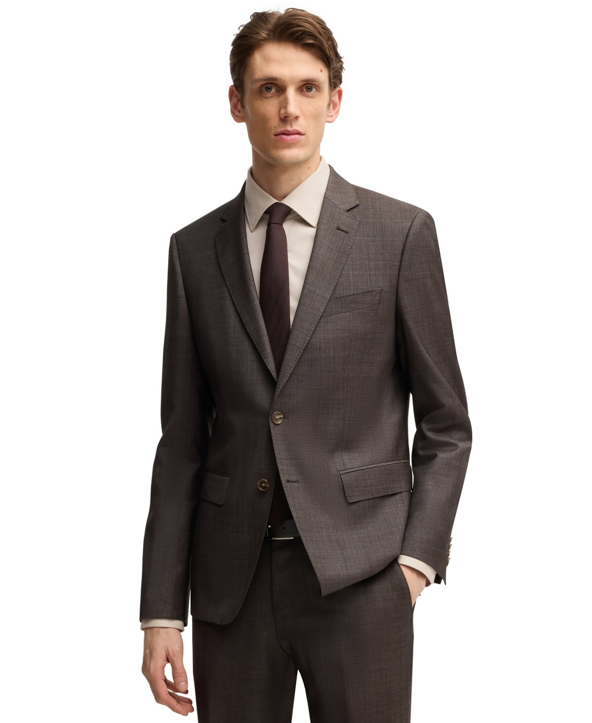 Boss by Hugo Men's Micro-Patterned Stretch Virgin Wool Slim-Fit Suit
