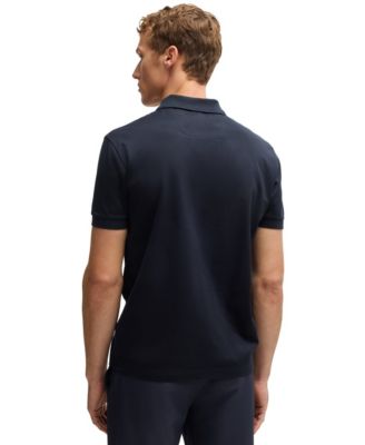 Men's Zip Neck Structured-Cotton Polo Shirt