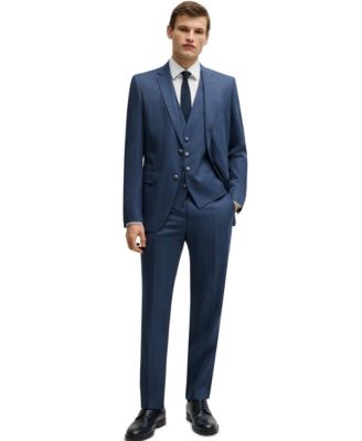 Men's Patterned Stretch Wool Slim-Fit Three-Piece Suit