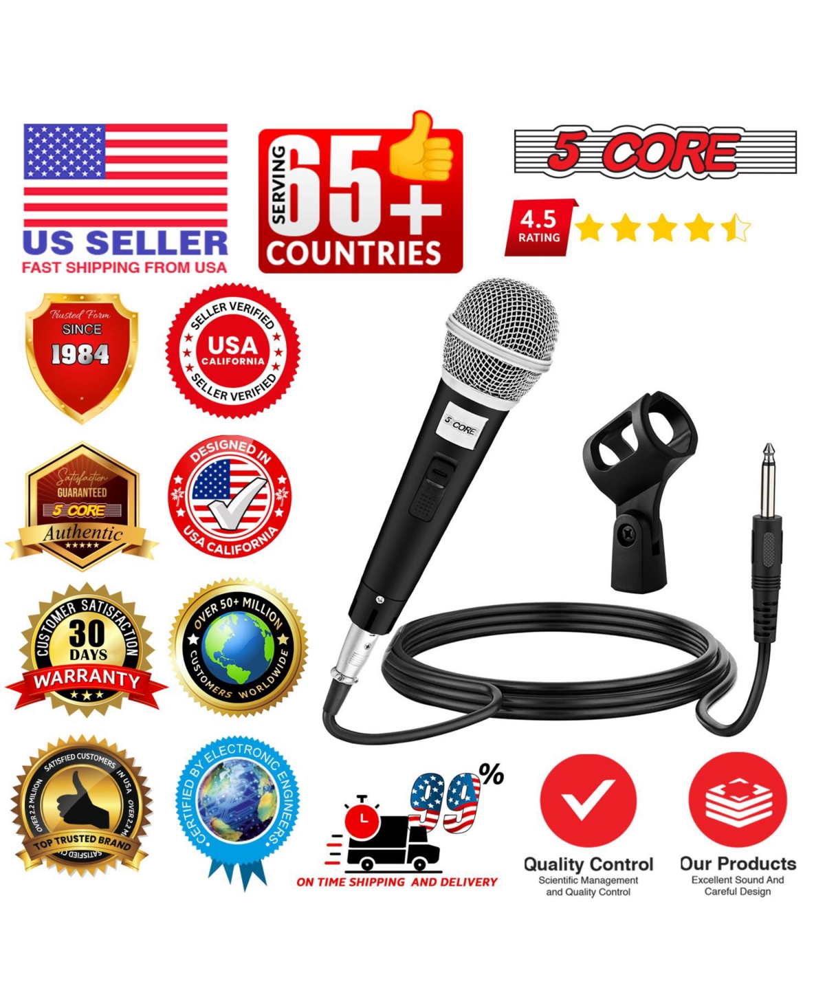 5 Core Microphone Xlr Dynamic Karaoke Singing Handheld Microfono Professional Vocal Dj Music Mic