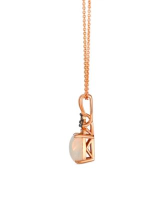 Opal (0.75 ct. t.w.), Vanilla and Chocolate Diamond Pendant Necklace (0.08 ct. t.w.) in 14k Strawberry Gold