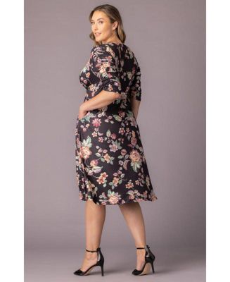 Plus Size Gabriella Ruched Sleeve Midi Dress with Pockets