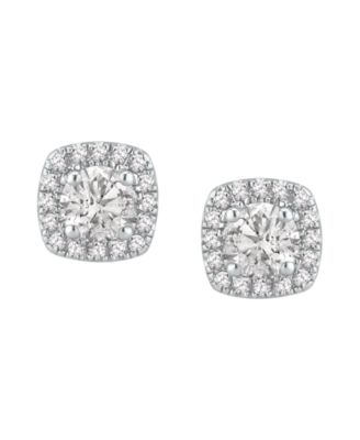 Diamond Halo Stud Earrings (1 ct. t.w.) in 14k White Gold