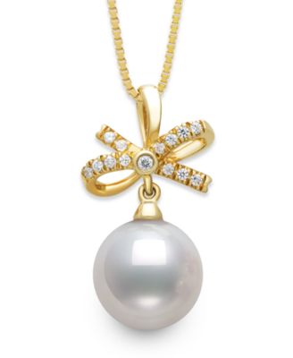 Freshwater Pearl (7-8mm) and Cubic Zirconia Jewelry Set in Gold Over Silver