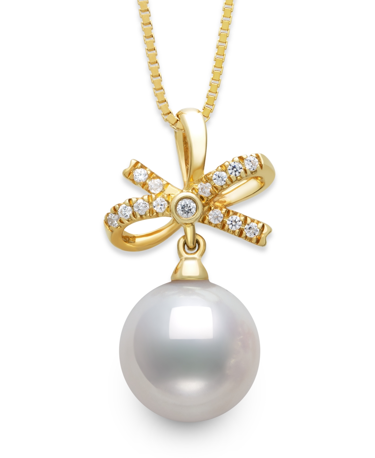 Belle De Mer Freshwater Pearl (7-8mm) And Cubic Zirconia Jewelry Set In Gold Over Silver In White