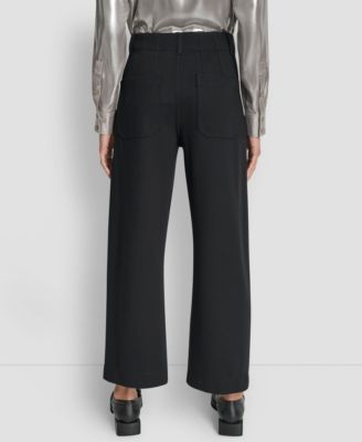 Petite High-Rise Wide-Leg Cropped Ponte Pants