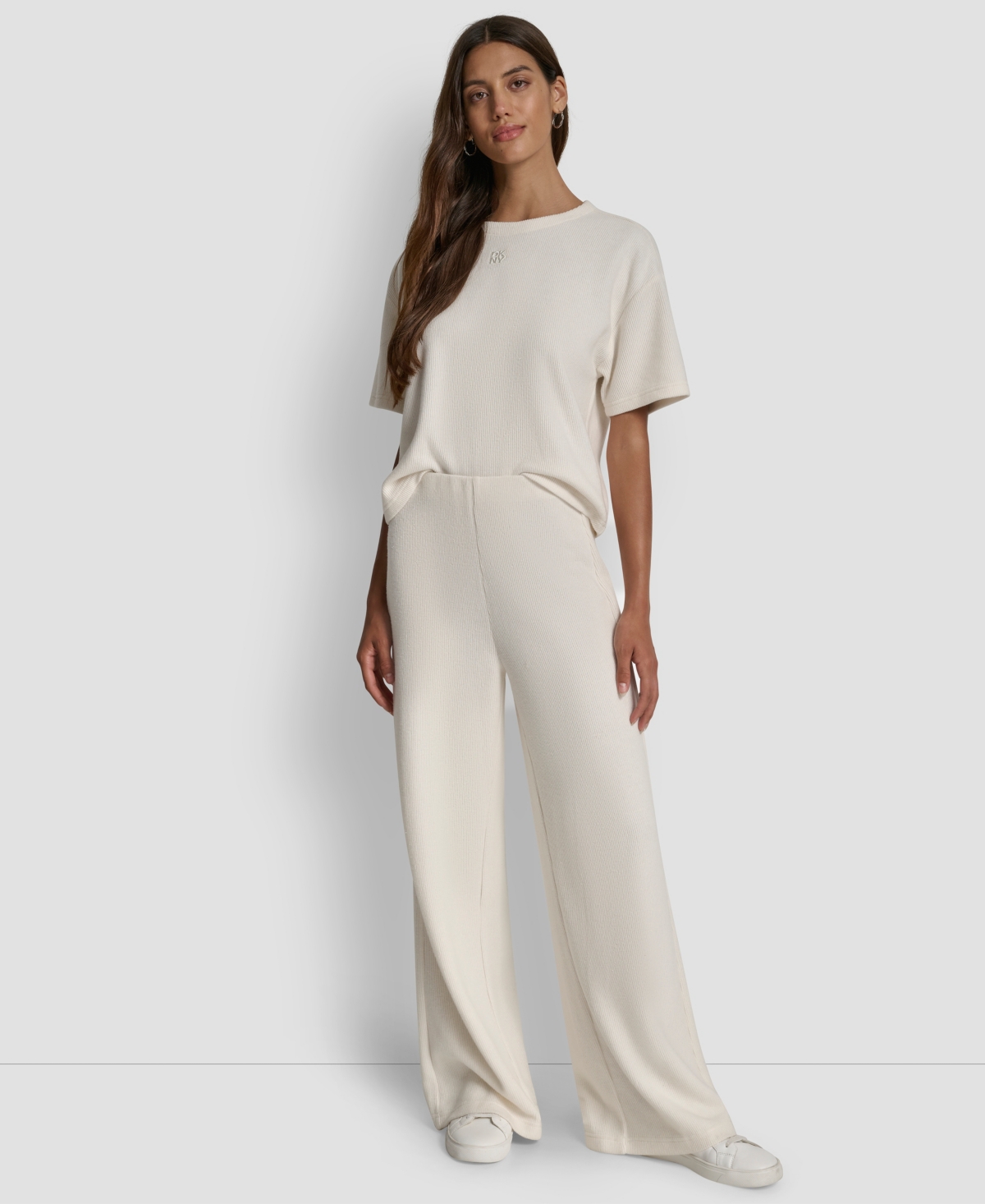 Dkny Jeans Petite High-rise Wide-leg Pants In White
