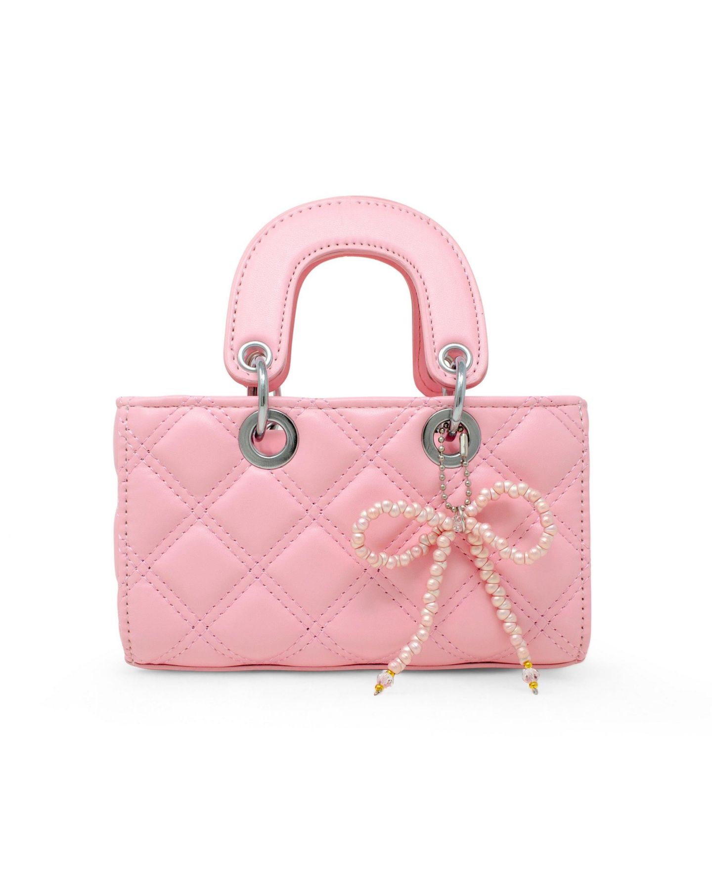 Сумка ZOMI GEMS Quilted Rectangle Bow Charm Handbag для девочек, цвет: Розовый — фото 1