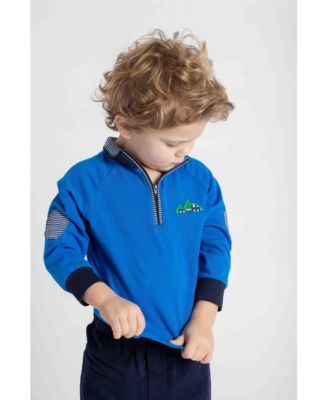 Little Boys Knit Raglan 1/2 Zip Shirt With Train