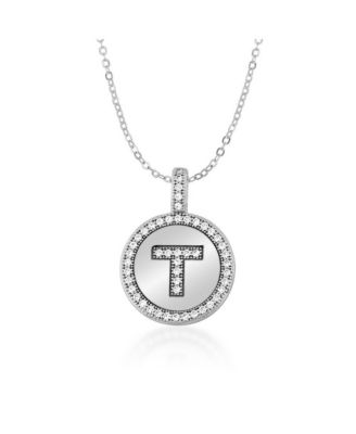 Simona Sterling Micro Pave Cz Circle Initial Necklace - Silver t 71$