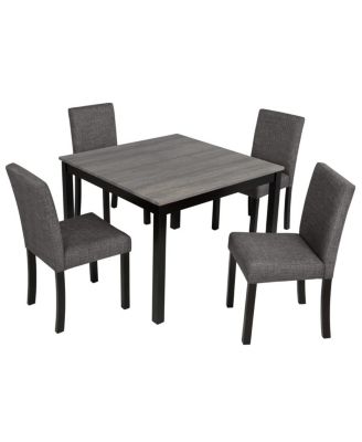 Modern Kitchen Table with Upholstered Chairs, Compact Dining Set for Small Spaces - 5-Piece Square Dining Table Set for 4
