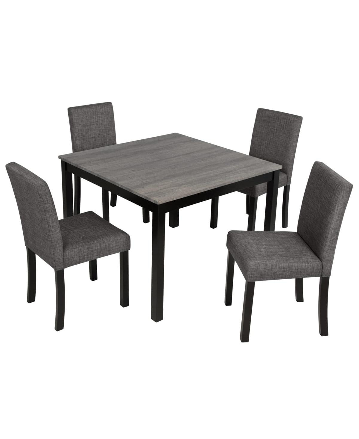 Maison Boucle Modern Kitchen Table with Upholstered Chairs, Compact Dining Set for Small Spaces - 5-Piece Square Dining Table Set for 4