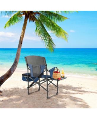 Folding Camping Directors Chair with Cooler Bag and Side Table
