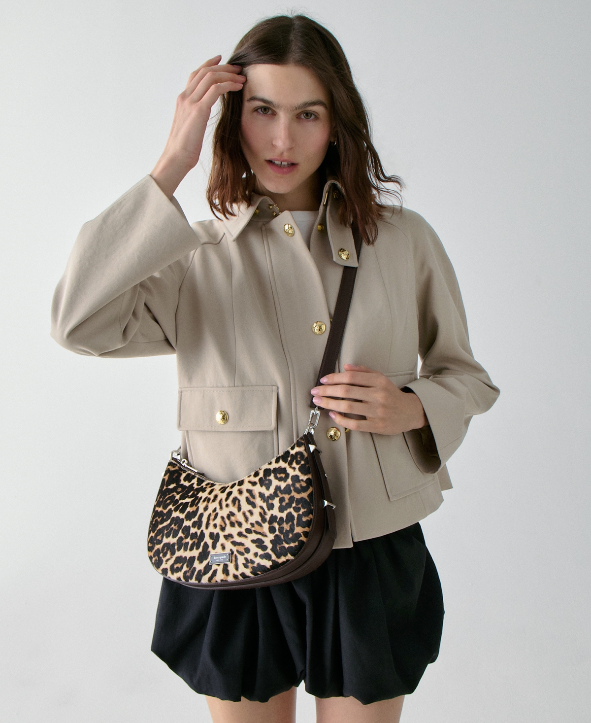 Kate Spade Liv Downtown Leopard Convertible Shoulder Bag In Brown