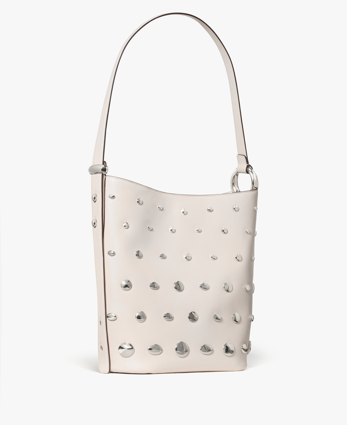 Kate Spade Halo Studded Fine Grain Leather Bucket Bag In White