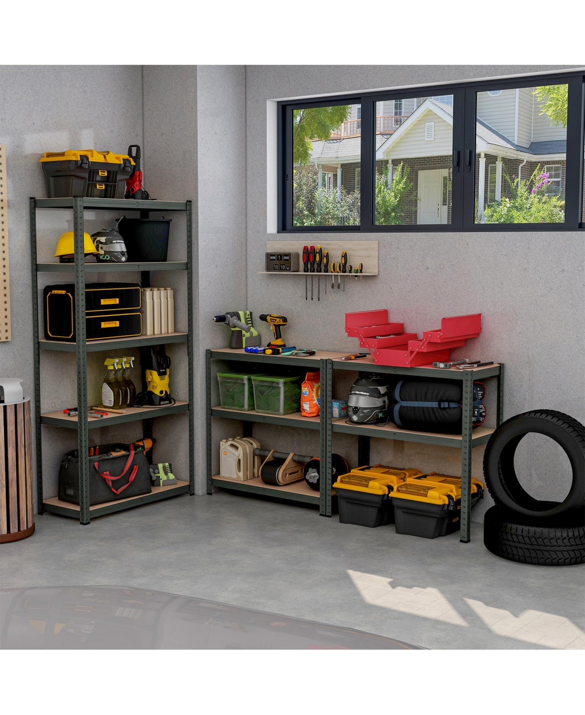 Sugift 5-Tier Heavy Duty Metal Shelving Unit with 2000 Lbs Total Load Capacity-Gray.