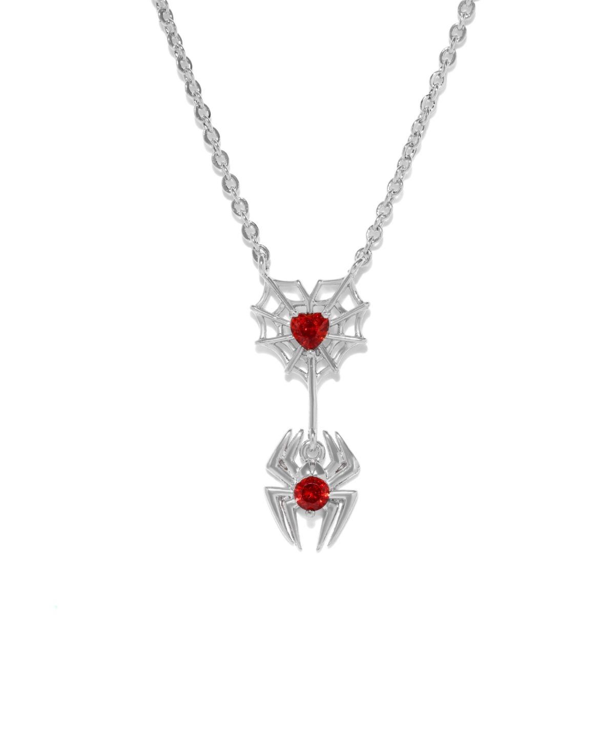 Girls Crew Marvel's Spider-man Crystal Web Of Love Necklace In Silver