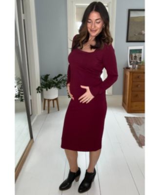 Maternity Basic Square Neck Midi Dress