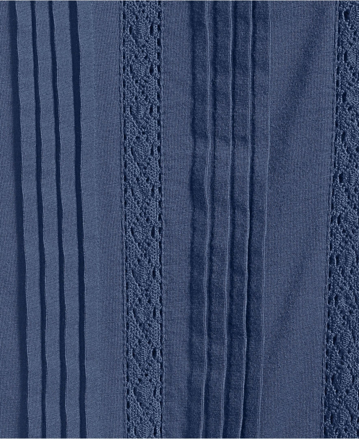 Lands' End Women's Lightweight Jersey Lace Mix Long Sleeve Pintuck Top