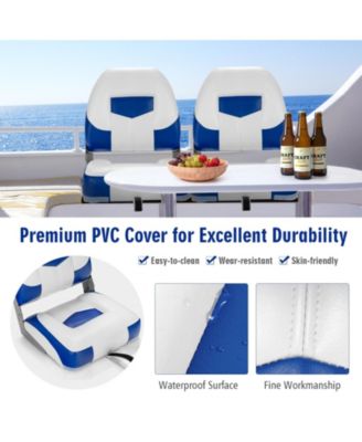 Set of 2 Folding Low Back Fishing Boat Seat with Stainless Steel Screws