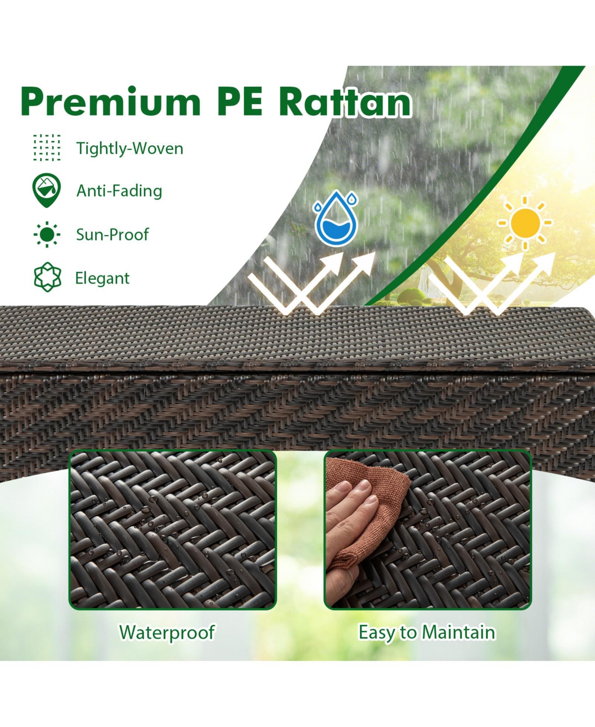 Sugift 85 Gallon Outdoor Storage Box with Removable Liner and Universal Wheels