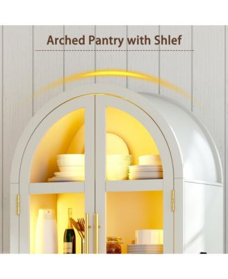 73" Arched Glass Display Cabinet with LED & Motion Sensor