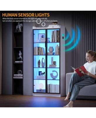 Wine Bar Storage Cabinet with LED Lights