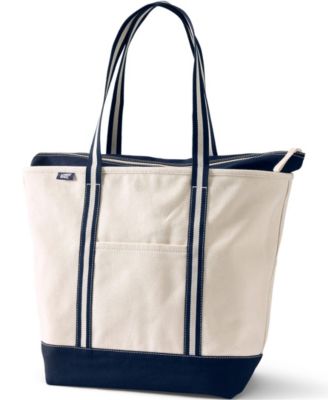 Large 5 Pocket Zip Top Long Handle Canvas Tote Bag
