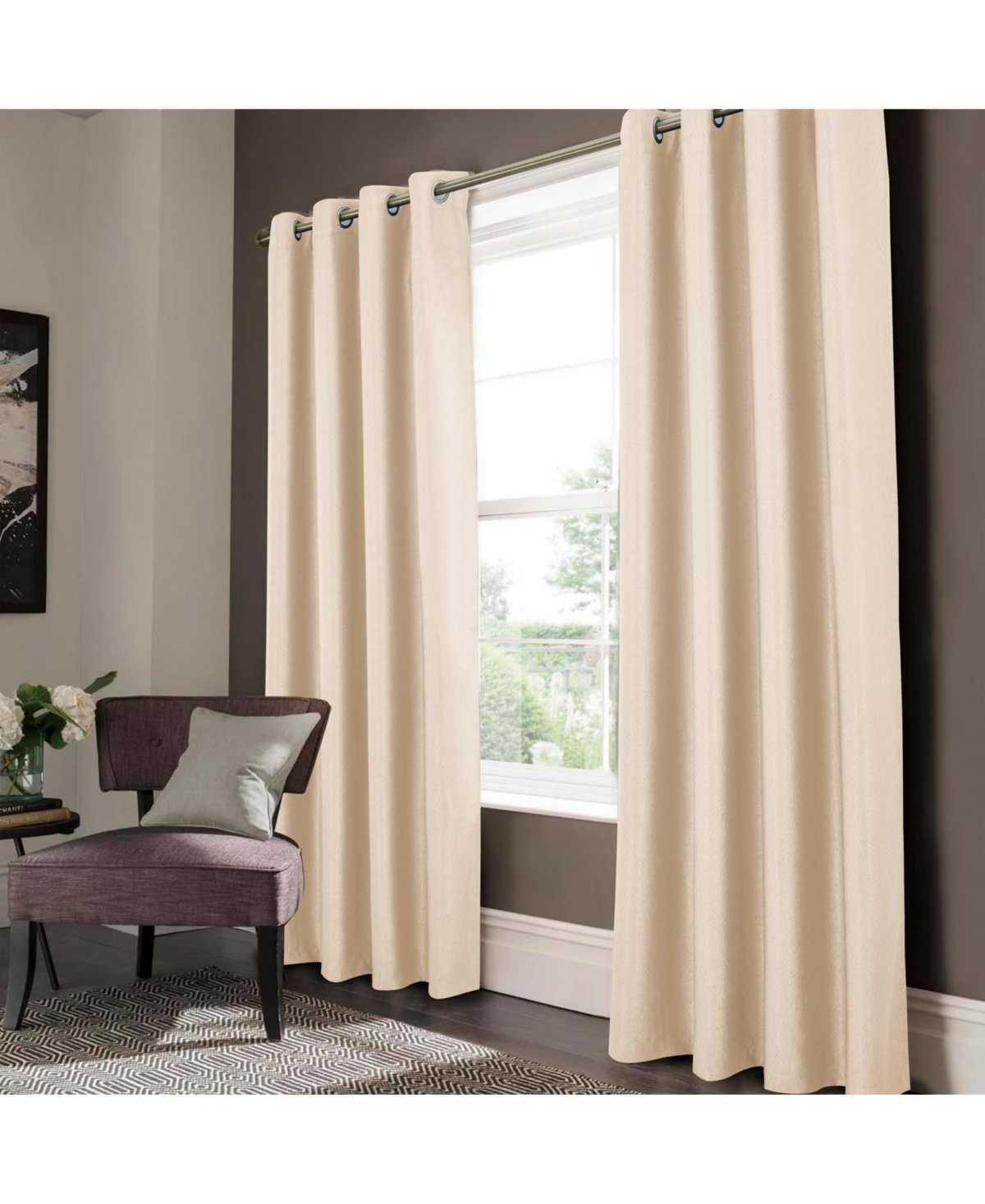 Olivia Gray Lydia Matte Embossed One Blackout Panel - 52"x84", Beige