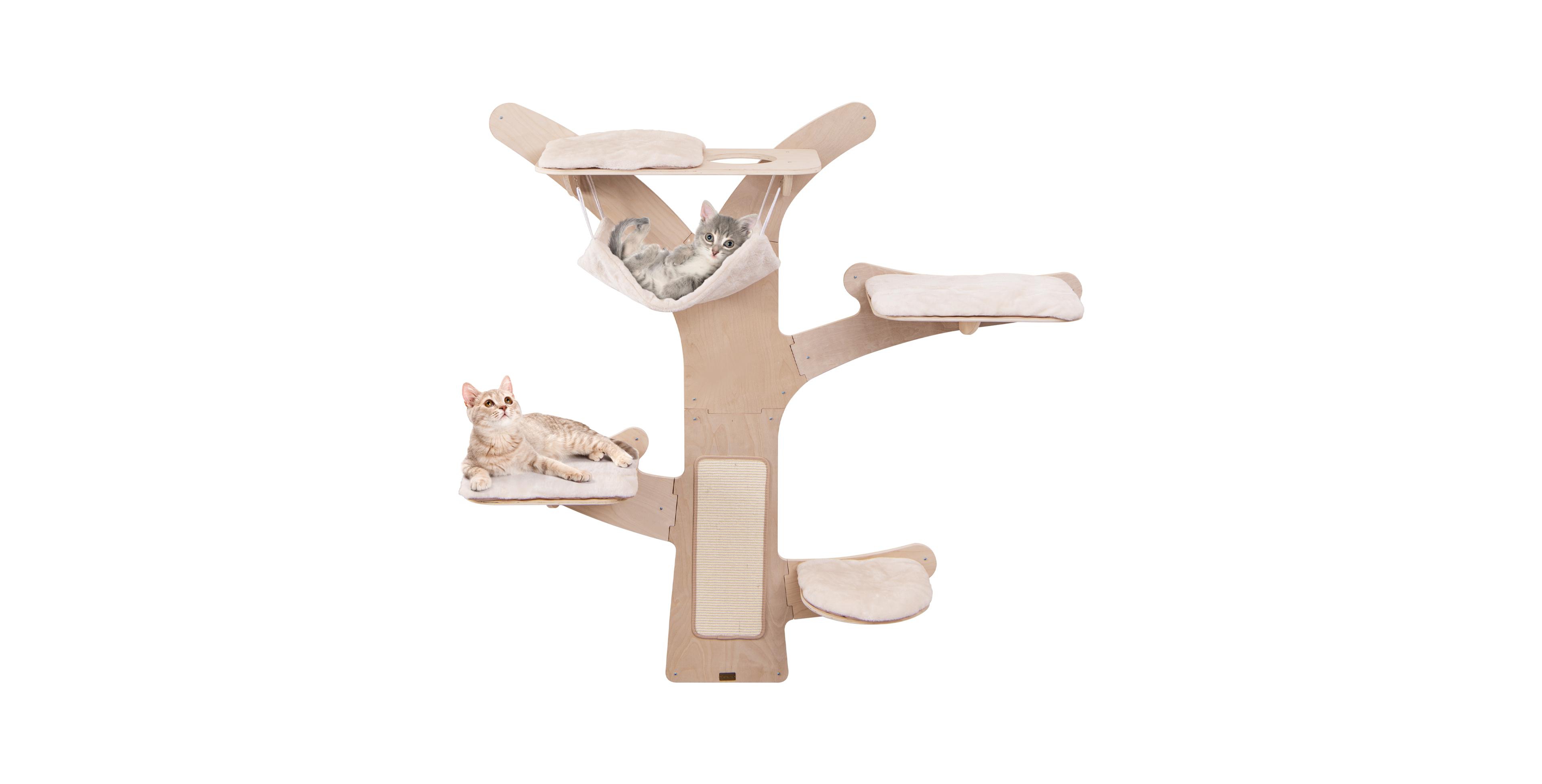 Skonyon Wall-Mounted Cat Tower with Hammock Platforms and Sisal Scratching Mat