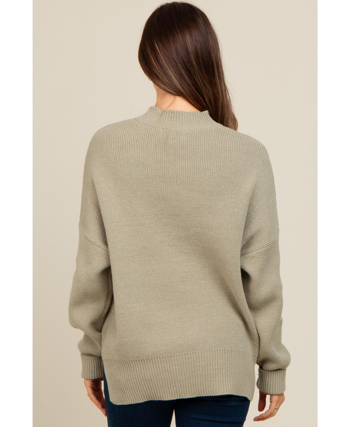 Pinkblush Maternity Light Olive Mock Neck Basic Sweater