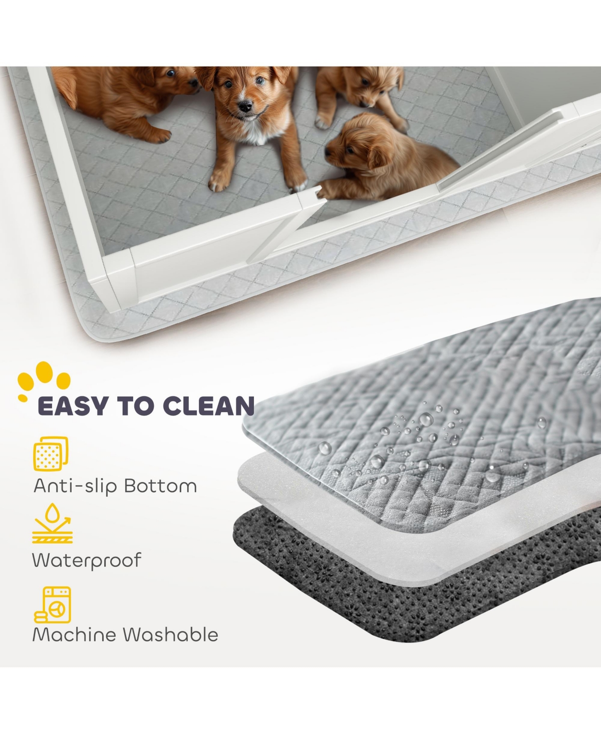 PawHut Whelping Box for Dogs w/ Pad for Large Dogs, 49" x 47" x 19"