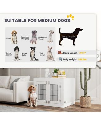 Dog Crate Furniture with 360° Rotatable Removable Dog Bowls,