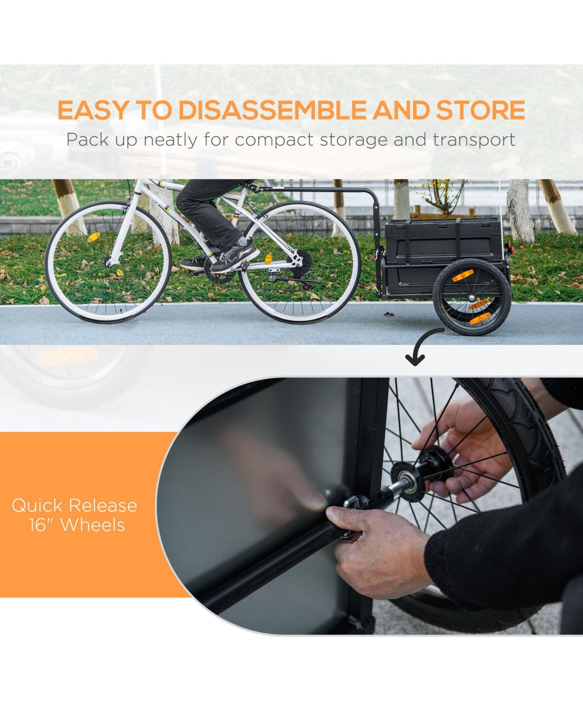 Aosom Bike Trailer Wagon with Removable Storage Box, No Bottom