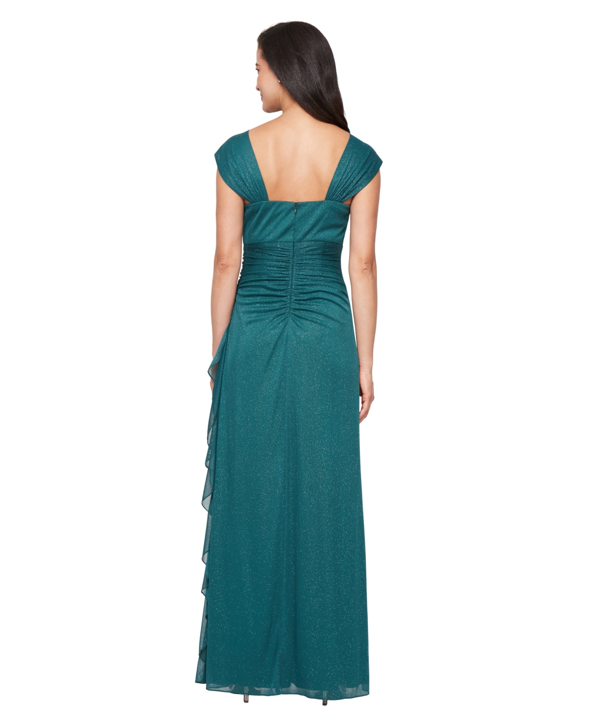 Alex Evenings 8233130 Long Glitter Formal Glitter Evening Dress In Green